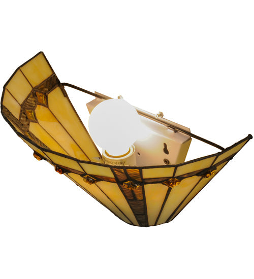 Meyda Lighting Belvidere 13" Wall Sconce With Amber and Beige Iridescent Shade Glass