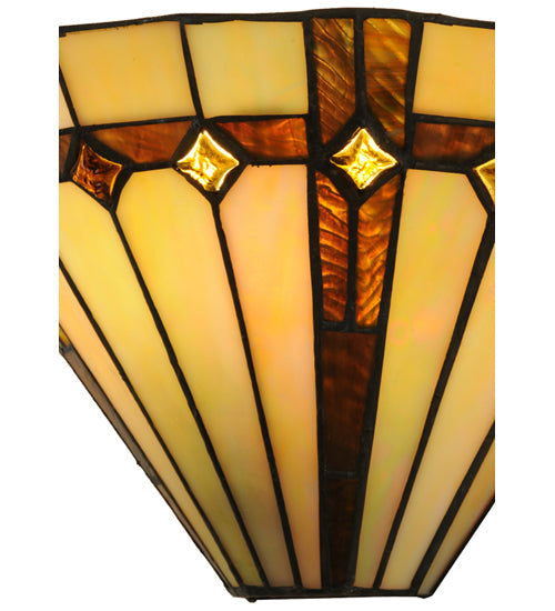 Meyda Lighting Belvidere 13" Wall Sconce With Amber and Beige Iridescent Shade Glass