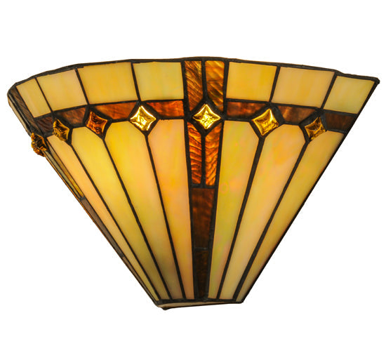Meyda Lighting Belvidere 13" Wall Sconce With Amber and Beige Iridescent Shade Glass