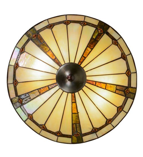 Meyda Lighting Belvidere 16" 2-Light Mahogany Bronze Semi-flush Mount Ceiling Light With Multi-Colored Shade Glass