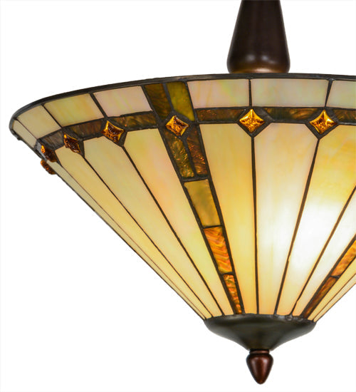 Meyda Lighting Belvidere 16" 2-Light Mahogany Bronze Semi-flush Mount Ceiling Light With Multi-Colored Shade Glass