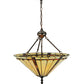 Meyda Lighting Belvidere 20" 3-Light Mahogany Bronze Inverted Pendant Light With Amber and Ivory Shade Glass
