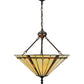 Meyda Lighting Belvidere 20" 3-Light Mahogany Bronze Inverted Pendant Light With Amber and Ivory Shade Glass
