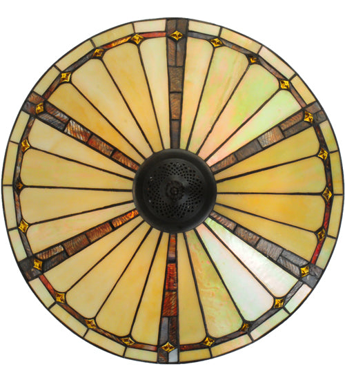 Meyda Lighting Belvidere 20" 3-Light Mahogany Bronze Inverted Pendant Light With Amber and Ivory Shade Glass