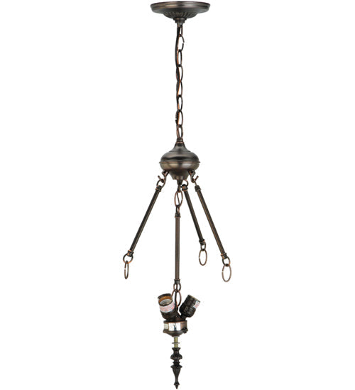 Meyda Lighting Belvidere 20" 3-Light Mahogany Bronze Inverted Pendant Light With Amber and Ivory Shade Glass