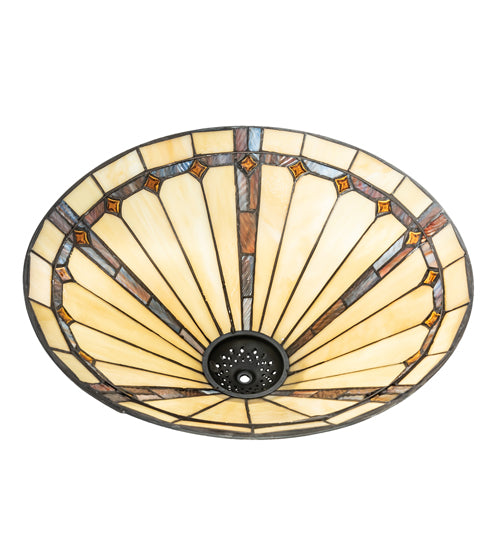 Meyda Lighting Belvidere 20"W x 8"H Amber and Beige Shade Glass