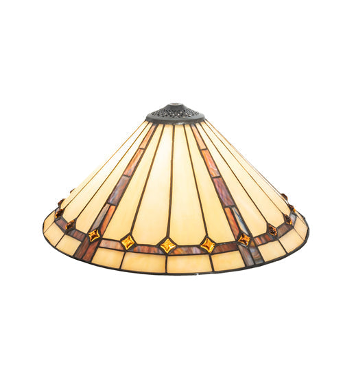 Meyda Lighting Belvidere 20"W x 8"H Amber and Beige Shade Glass