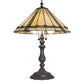Meyda Lighting Belvidere 23" 3-Light Mahogany Bronze Table Lamp With Multi-Colored Stained Shade Glass