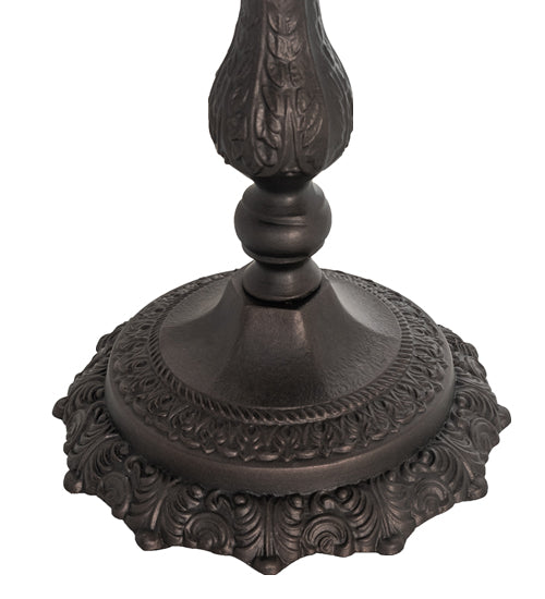 Meyda Lighting Belvidere 23" 3-Light Mahogany Bronze Table Lamp With Multi-Colored Stained Shade Glass