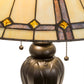 Meyda Lighting Belvidere 24" 2-Light Mahogany Bronze Table Lamp With Brown & Beige Shade Glass
