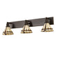 Meyda Lighting Belvidere 38" 3-Light Craftsman Brown Vanity Light With Multi-Colored Shade Glass