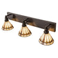 Meyda Lighting Belvidere 38" 3-Light Craftsman Brown Vanity Light With Multi-Colored Shade Glass