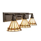 Meyda Lighting Belvidere 38" 3-Light Craftsman Brown Vanity Light With Multi-Colored Shade Glass