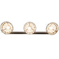 Meyda Lighting Belvidere 38" 3-Light Craftsman Brown Vanity Light With Multi-Colored Shade Glass