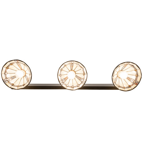 Meyda Lighting Belvidere 38" 3-Light Craftsman Brown Vanity Light With Multi-Colored Shade Glass