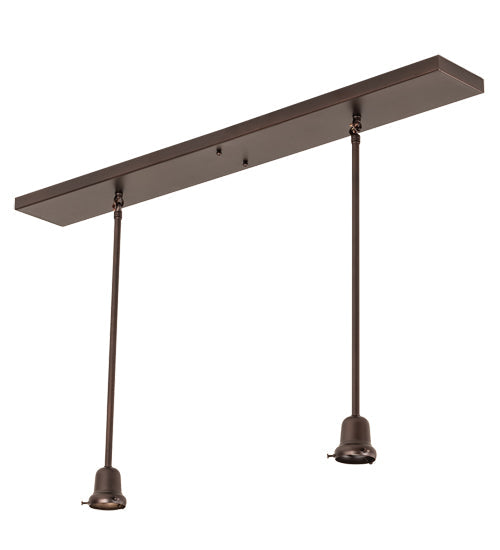Meyda Lighting Belvidere 39" 2-Light Mahogany Bronze Pendant Light With Amber & Beige Shade Glass