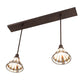 Meyda Lighting Belvidere 39" 2-Light Mahogany Bronze Pendant Light With Amber & Beige Shade Glass