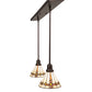 Meyda Lighting Belvidere 39" 2-Light Mahogany Bronze Pendant Light With Amber & Beige Shade Glass