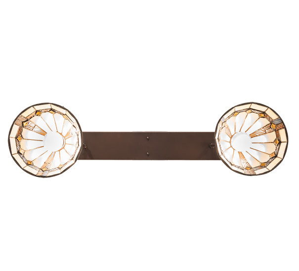 Meyda Lighting Belvidere 39" 2-Light Mahogany Bronze Pendant Light With Amber & Beige Shade Glass