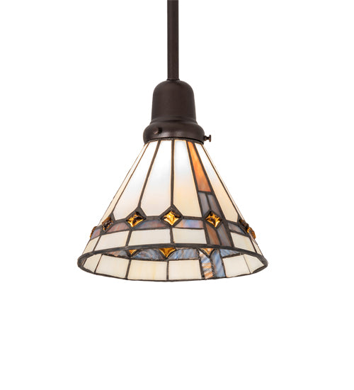 Meyda Lighting Belvidere 39" 2-Light Mahogany Bronze Pendant Light With Amber & Beige Shade Glass