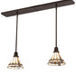 Meyda Lighting Belvidere 39" 2-Light Mahogany Bronze Pendant Light With Amber & Beige Shade Glass