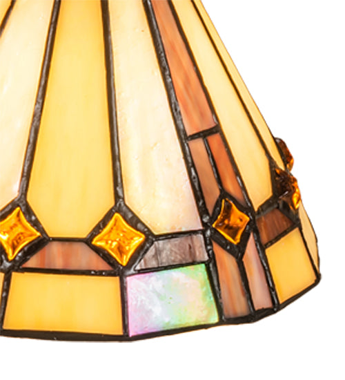 Meyda Lighting Belvidere 42" 3-Light Mahogany Bronze Island Pendant Light With Beige Iridescent & Amber Stained Shade Glass