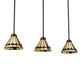Meyda Lighting Belvidere 42" 3-Light Mahogany Bronze Island Pendant Light With Beige Iridescent & Amber Stained Shade Glass