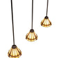 Meyda Lighting Belvidere 42" 3-Light Mahogany Bronze Island Pendant Light With Beige Iridescent & Amber Stained Shade Glass