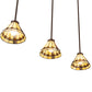 Meyda Lighting Belvidere 42" 3-Light Mahogany Bronze Island Pendant Light With Beige Iridescent & Amber Stained Shade Glass