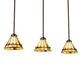 Meyda Lighting Belvidere 42" 3-Light Mahogany Bronze Island Pendant Light With Beige Iridescent & Amber Stained Shade Glass