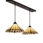 Meyda Lighting Belvidere 48" 2-Light Mahogany Bronze Island Pendant Light With Amber and Beige Shade Glass
