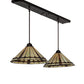 Meyda Lighting Belvidere 48" 2-Light Mahogany Bronze Island Pendant Light With Amber and Beige Shade Glass