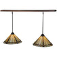 Meyda Lighting Belvidere 48" 2-Light Mahogany Bronze Island Pendant Light With Amber and Beige Shade Glass