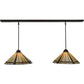 Meyda Lighting Belvidere 48" 2-Light Mahogany Bronze Island Pendant Light With Amber and Beige Shade Glass