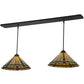 Meyda Lighting Belvidere 48" 2-Light Mahogany Bronze Island Pendant Light With Amber and Beige Shade Glass
