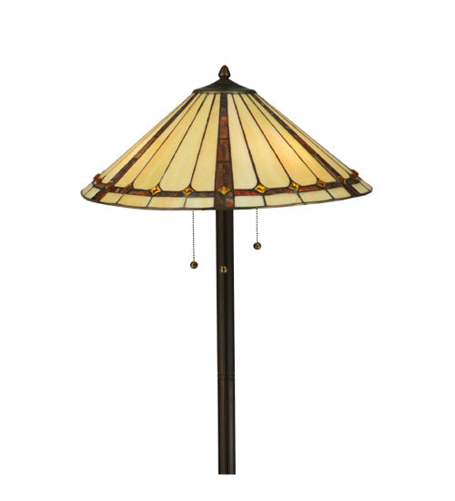 Meyda Lighting Belvidere 61" 2-Light Mahogany Bronze Floor Lamp With Beige Amber Flame Shade Glass