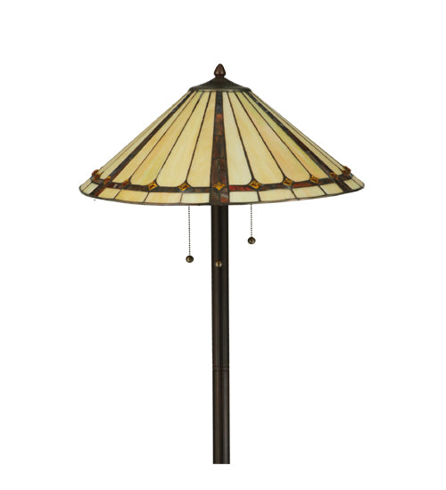 Meyda Lighting Belvidere 61" 2-Light Mahogany Bronze Floor Lamp With Beige Amber Flame Shade Glass