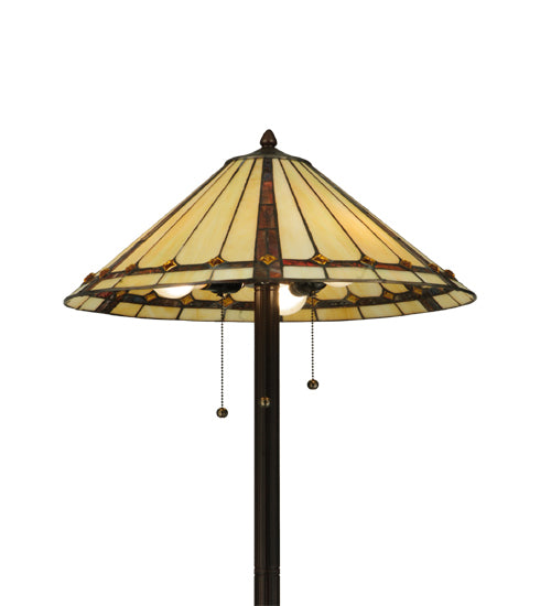 Meyda Lighting Belvidere 61" 2-Light Mahogany Bronze Floor Lamp With Beige Amber Flame Shade Glass