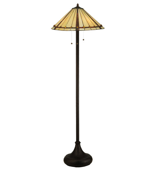 Meyda Lighting Belvidere 61" 2-Light Mahogany Bronze Floor Lamp With Beige Amber Flame Shade Glass