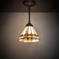 Meyda Lighting Belvidere 7" Mahogany Bronze Mini Pendant Light With Multi-Colored Stained Shade Glass