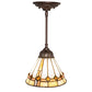 Meyda Lighting Belvidere 7" Mahogany Bronze Mini Pendant Light With Multi-Colored Stained Shade Glass