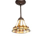Meyda Lighting Belvidere 7" Mahogany Bronze Mini Pendant Light With Multi-Colored Stained Shade Glass