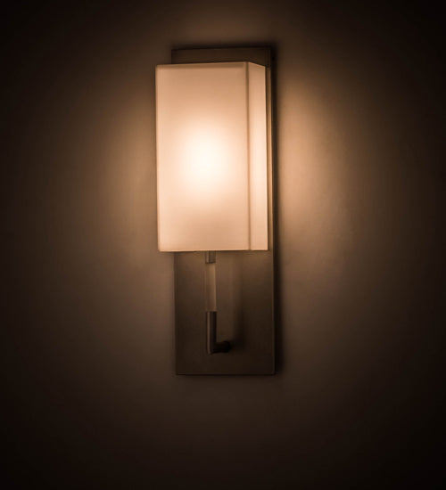 Meyda Lighting Benchmark 5" Satin Nickel Wall Sconce With White Statuario Idalight Shade Glass