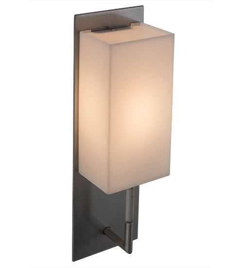 Meyda Lighting Benchmark 5" Satin Nickel Wall Sconce With White Statuario Idalight Shade Glass