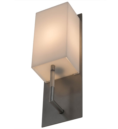 Meyda Lighting Benchmark 5" Satin Nickel Wall Sconce With White Statuario Idalight Shade Glass