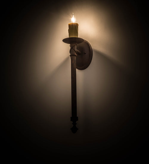 Meyda Lighting Benedict 5" Rust Nail Wall Sconce With Ivory Faux Candlelight