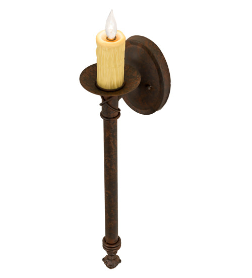 Meyda Lighting Benedict 5" Rust Nail Wall Sconce With Ivory Faux Candlelight