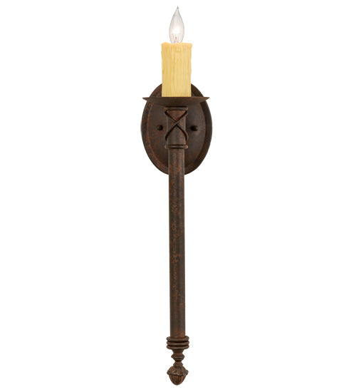 Meyda Lighting Benedict 5" Rust Nail Wall Sconce With Ivory Faux Candlelight