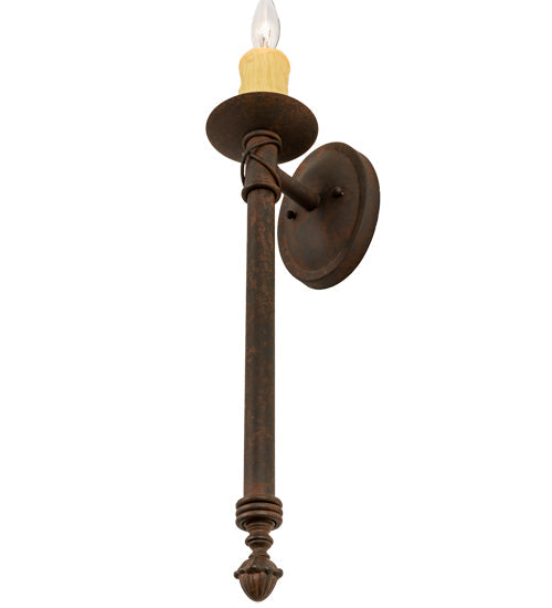 Meyda Lighting Benedict 5" Rust Nail Wall Sconce With Ivory Faux Candlelight