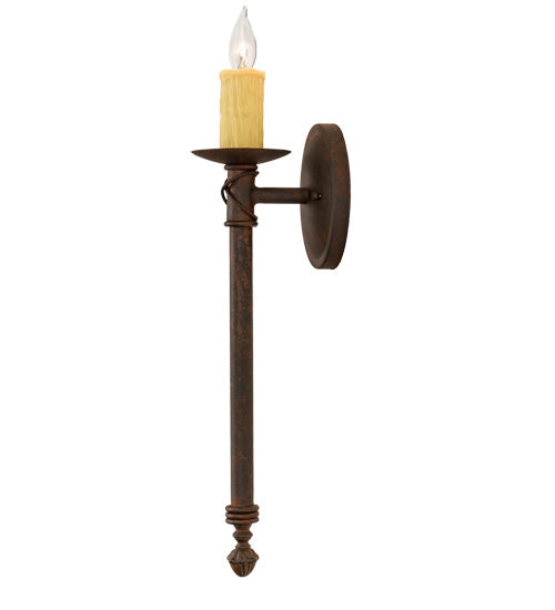 Meyda Lighting Benedict 5" Rust Nail Wall Sconce With Ivory Faux Candlelight